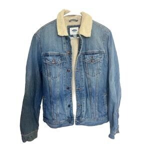 Old Navy -Blue Denim Sherpa Lined Trucker Style Jean Jacket Women’s Sz M